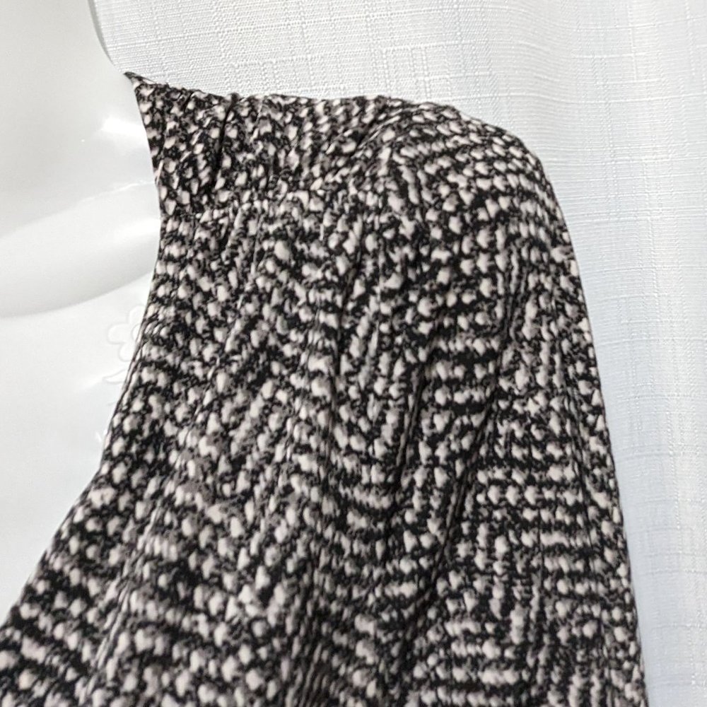 Lauren Ralph Lauren Ruched Dress 10 Black White Gray Wrap V Neckline 3/4 Sleeves - Picture 12 of 14